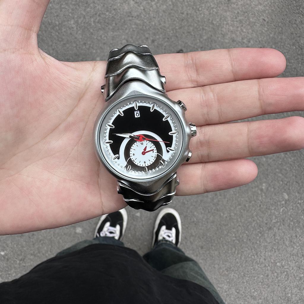 Fashion Blue Quartz Watch Mens Creative Alien Fake Dial Y2K Classic Unique Style Business Sports Men Watch Clock Mens Wristwatch