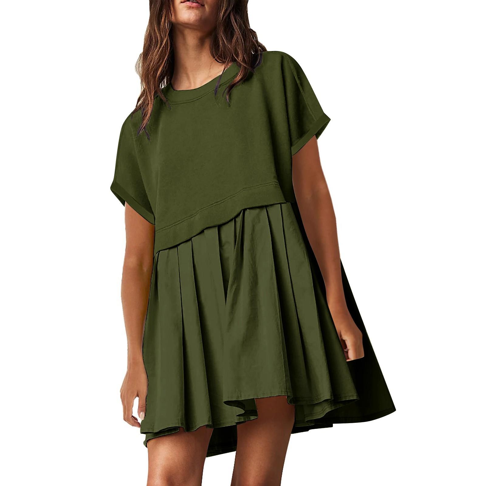 Женское милое плиссированное платье в стиле пэчворк — фото 3