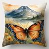 Butterfly Flower Sea Landscape Pattern Home Decor Pillowcase Living Room Sofa Polyester Cushion Cover with Zipper