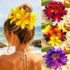 Hawaii Wind Simulation Double Layer Egg Hibiscus Flower Hair Tie Seaside Vacation Atmosphere Hair Rope