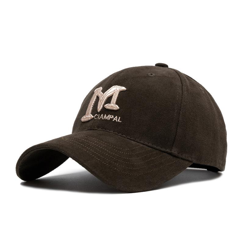 Весна Осень Мужская Бейсболка с Вышитыми Надписями Большая Голова Широкие Поля Женская Солнцезащитная Кепка темно-коричневого