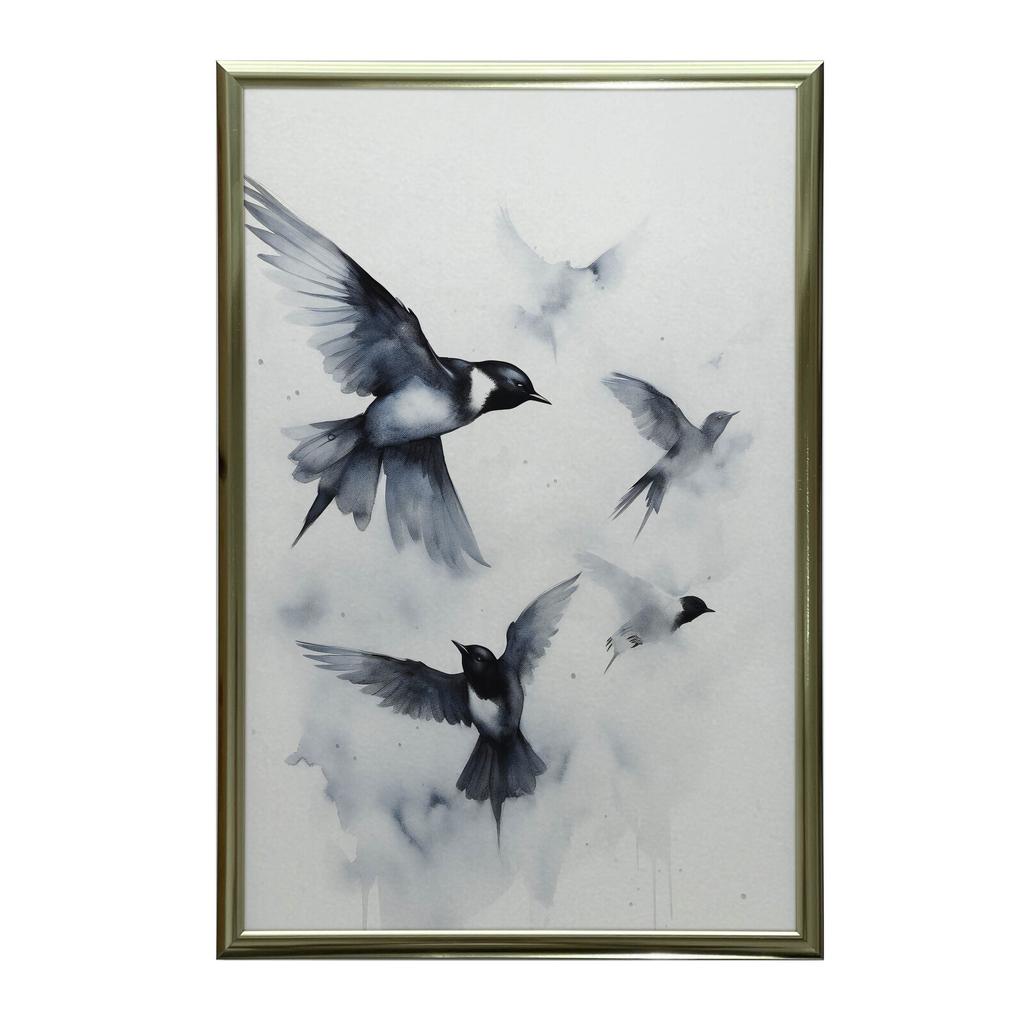 Spokój W Lotach Spokój W Lotach, 30X40 Cm, Rama Aluminiowa Złota, Papier Matowy 230 Gsm