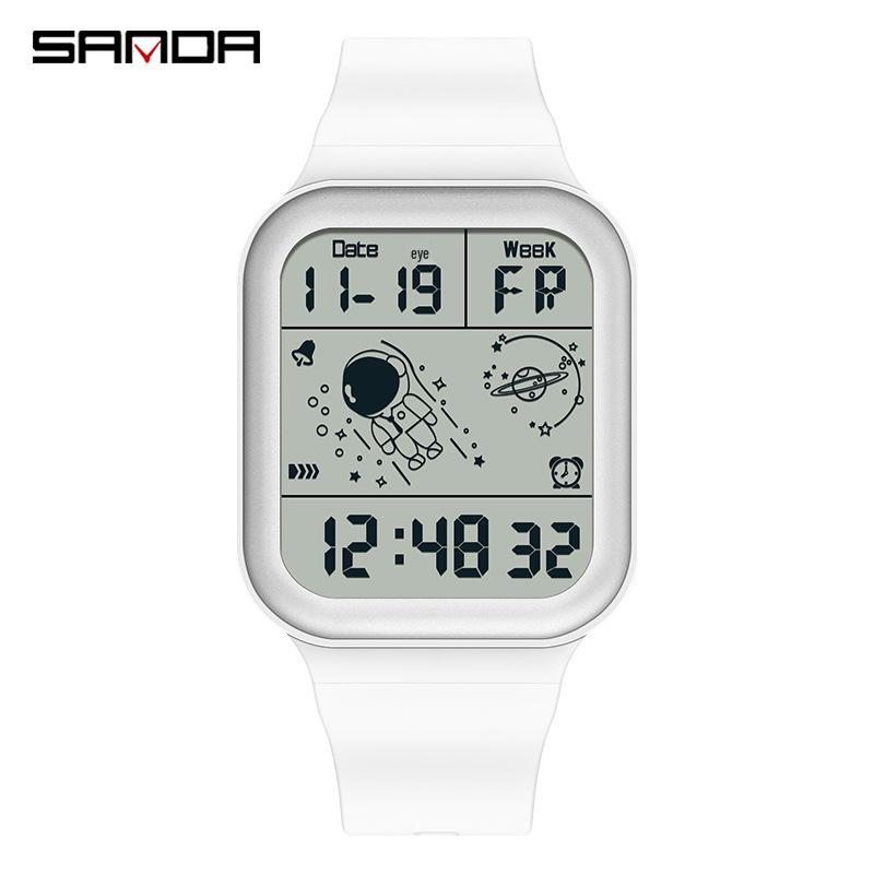 Sanda Astronaut Square Large Screen Unisex Multifunctional Watch with Detachable Strap