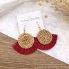 Holiday Style Handmade Grass Rattan Woven Earrings Retro Fringed Simple Stud Earrings Temperament Versatile Women's Earrings