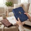 Dust-proof Vegan Leather Bible Cover Cross-themed Bible Carrying Case  Bible Study