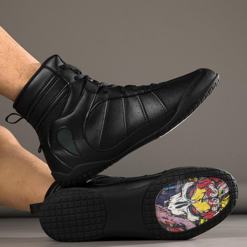 Professional wrestling boxing shoes adult men's and women's medium and high top wrestling shoes squat shoes Sanda fighting fighting training shoes