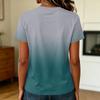 Women's Casual Pullover Short Sleeve T Shirt Gradient Color Crew Neck Top Lightweight Soft Fabric Summer Basic Tee