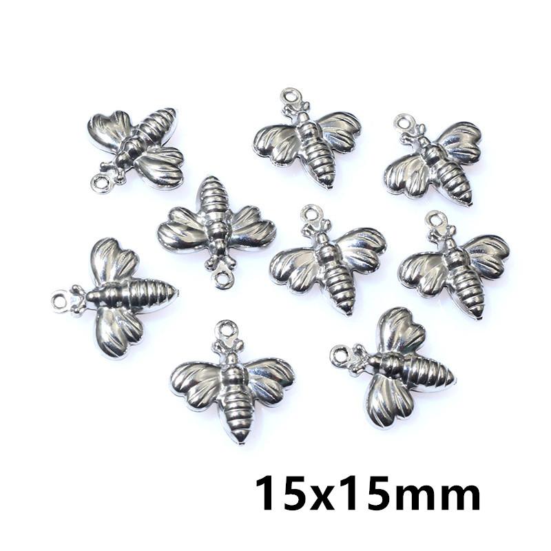 20pcs Stainless Steel Animal Charms Fish Turtle Bee Bear Pendants Crafts for Necklace Bracelet Earrings DIY Jewelry Accessories
