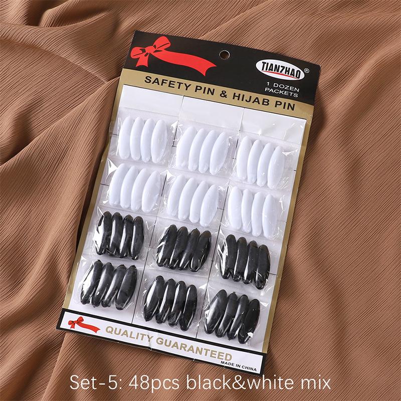 8Pcs/set High Quality Solid Color Plastic Brooch Needle Muslim Scarf Accessory Islamic Turban Safety Pins Elegantly Hijab Brooch