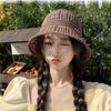 Wide Brim Fisherman Hat Knitted Bucket Hat Fashion Hollow Beach Cap  Summer