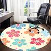 1pc Floral Pattern Office Round Rug, Carpet for Office, Gaming, Lightweight Round Floor Mat yy260205013