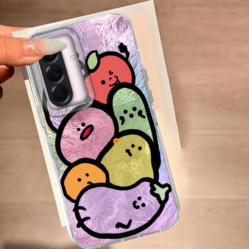 Case For For Samsung Galaxy A56 A36 A16 A25 A35 A26 S25 S24 Plus Ultra FE Phone Cover Orange Cat Cartoon For Samsung A55 TPU Bag