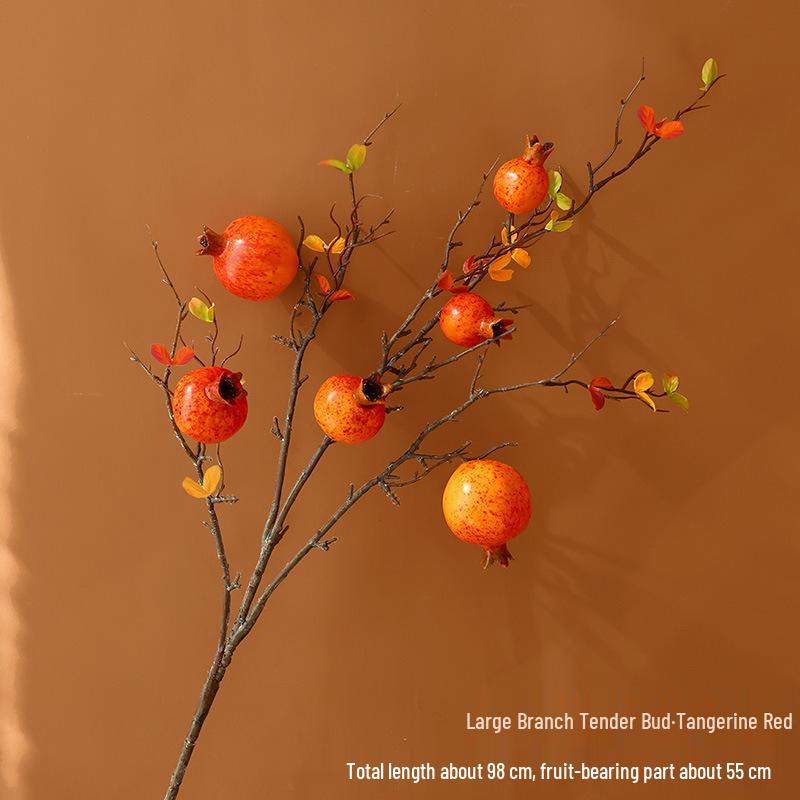 Persimmon and Pomegranate Faux Flower Arrangement for Living Room or Foyer