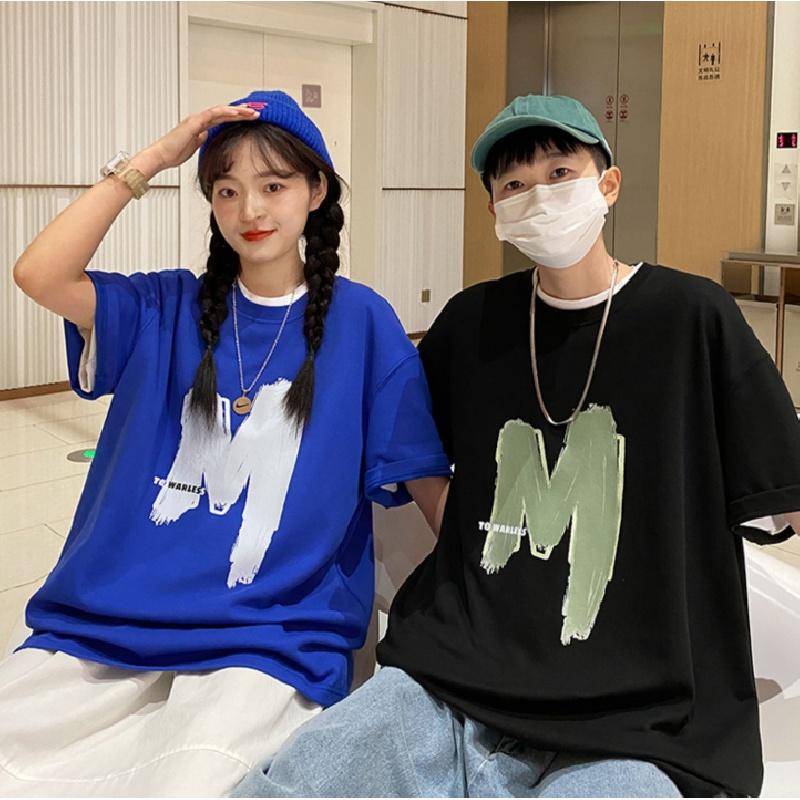 Men Short Sleeve T-Shirts Letter Graphic Print Half Sleeve Tshirts Pullover T-shirt Casual Tee Man Korean Casual Round Neck Retro Tops For