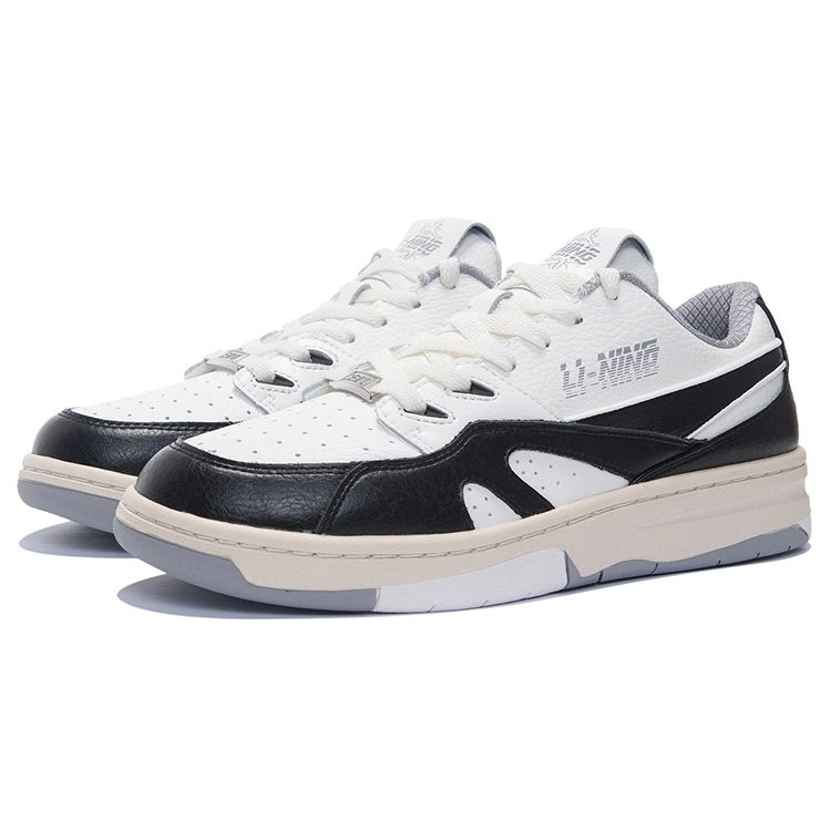 Li Ning 937 Comfortable Casual Low-Top Skate Shoes Men Sneakers Black White AZGS045-2