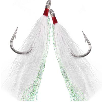 8Pcs/4Pcs Bucktail Teasers Fishing Hook Saltwater Fishing Lures Rig Stainless Steel Fishing Jig Hooks For Catfish Bass