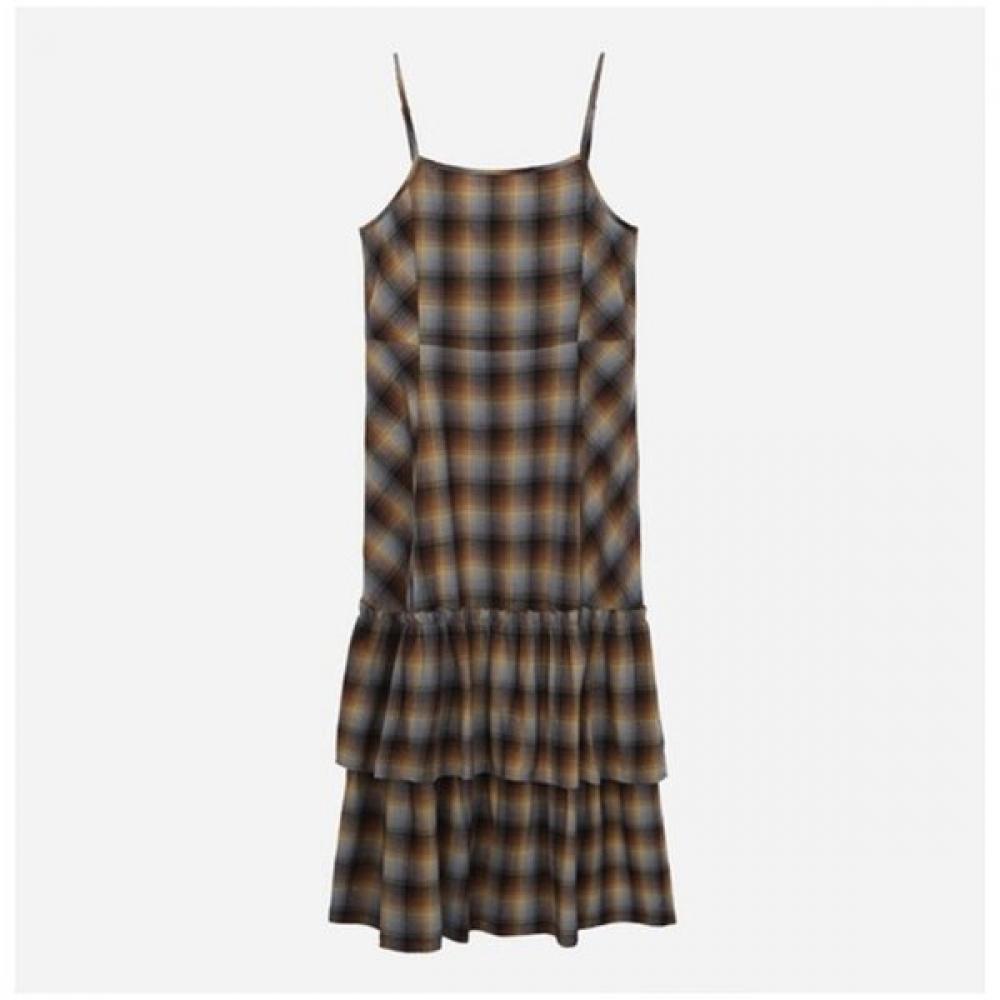 Thursday Island Multi Check Layered Frill Dress T258mop934w brown (BR)/M