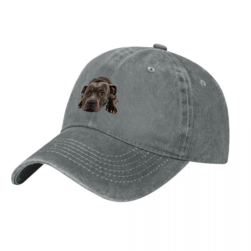Cappellino da Baseball in Tela Lavata con Design del Muso di Cane Pitbull Cappello Classico Regolabile per Unisex e Donne