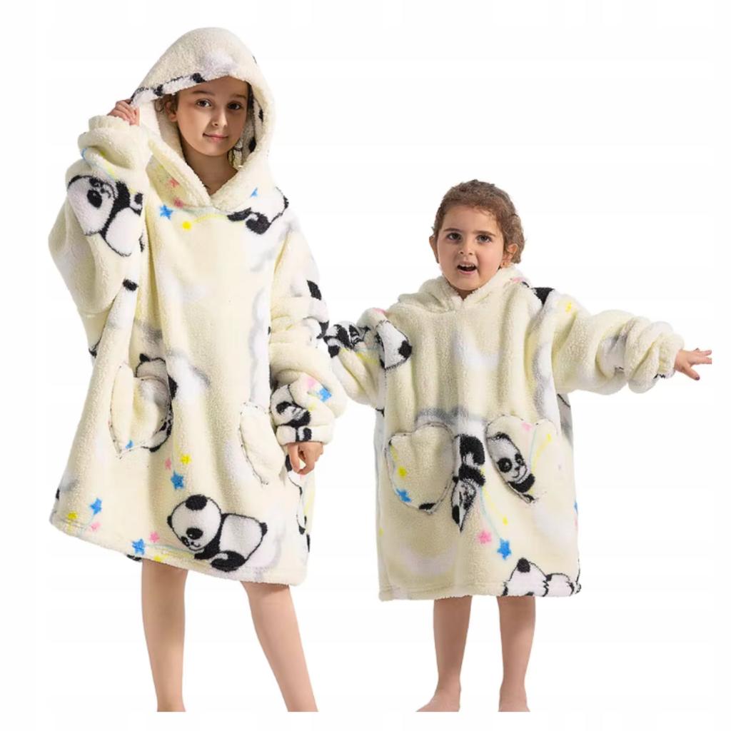 Blanket Sweatshirt Oversize Children's Blanket Sweatshirt 2In1 Panda Koala Long Pajamas Blanket