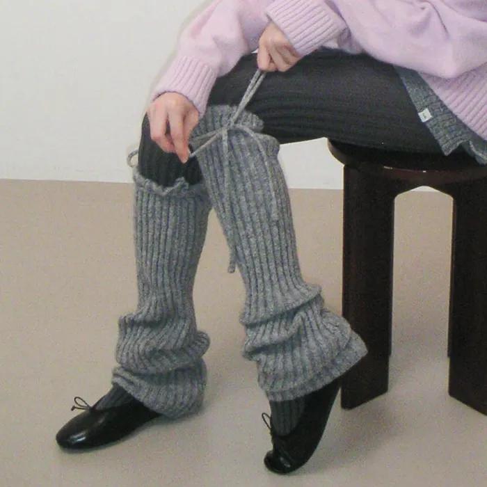 Drawstring Leg Warmer - Grey
