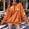 Women's Lightweight Half-Zip Sweatshirt with Print Casual Pullover for Everyday Wear