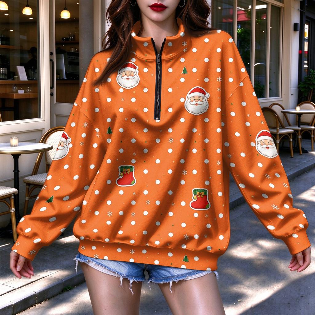 Women's Lightweight Half-Zip Sweatshirt with Print Casual Pullover for Everyday Wear