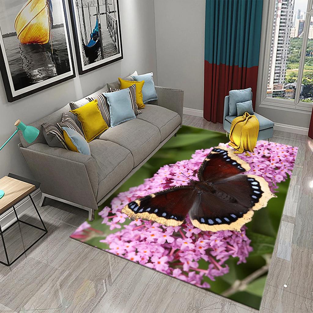 3D Colorful Butterfly Flower Carpet Entrance Door Mat Indoor Carpets Bedroom Decor Living Room Floor Mats Bathroom Non-slip Rug