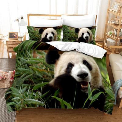 Juego de Funda Nórdica Panda 3D Tamaño King Lindo Panda Bambú Juego de Cama Negro Blanco Oso Poliéster Funda Nórdica para Niño Niño para Dormitorio