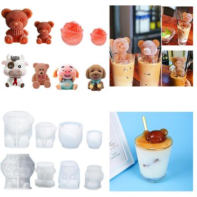 3D Bear Ice Mold Silicone Ice Maker Diy Soap Mould Ice Cream Tool For Whiskey Wine Cocktail Coffee Juice Cake Decoration