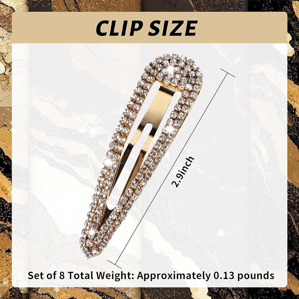 1PCS Rhinestone Hair Clips Water Drop Crystal Hair Barrettes Bling Hairpins Glitter Hair Accessories For Women Girls