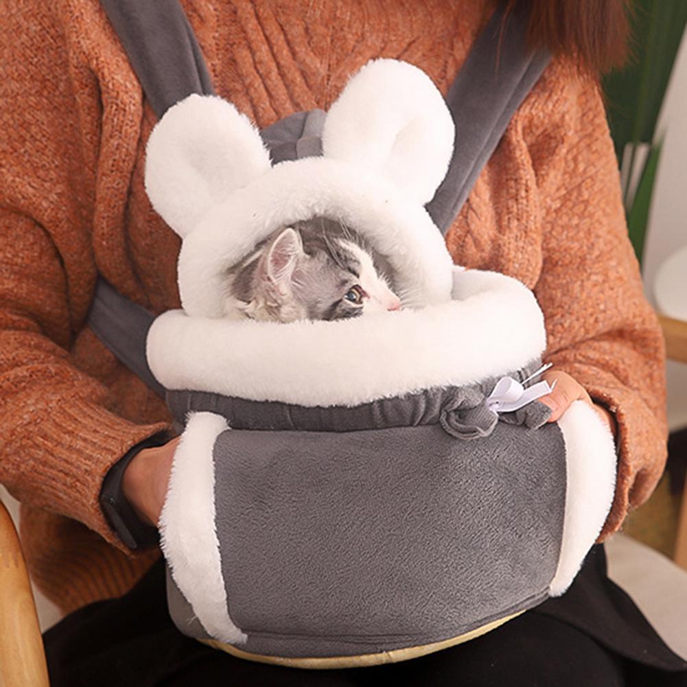 Cat Backpack Carrier Winter Warm Soft Plush Carry Pets Cage for Outdoor Travel Walking Cute Pets Backpack for Indoor Outdoor