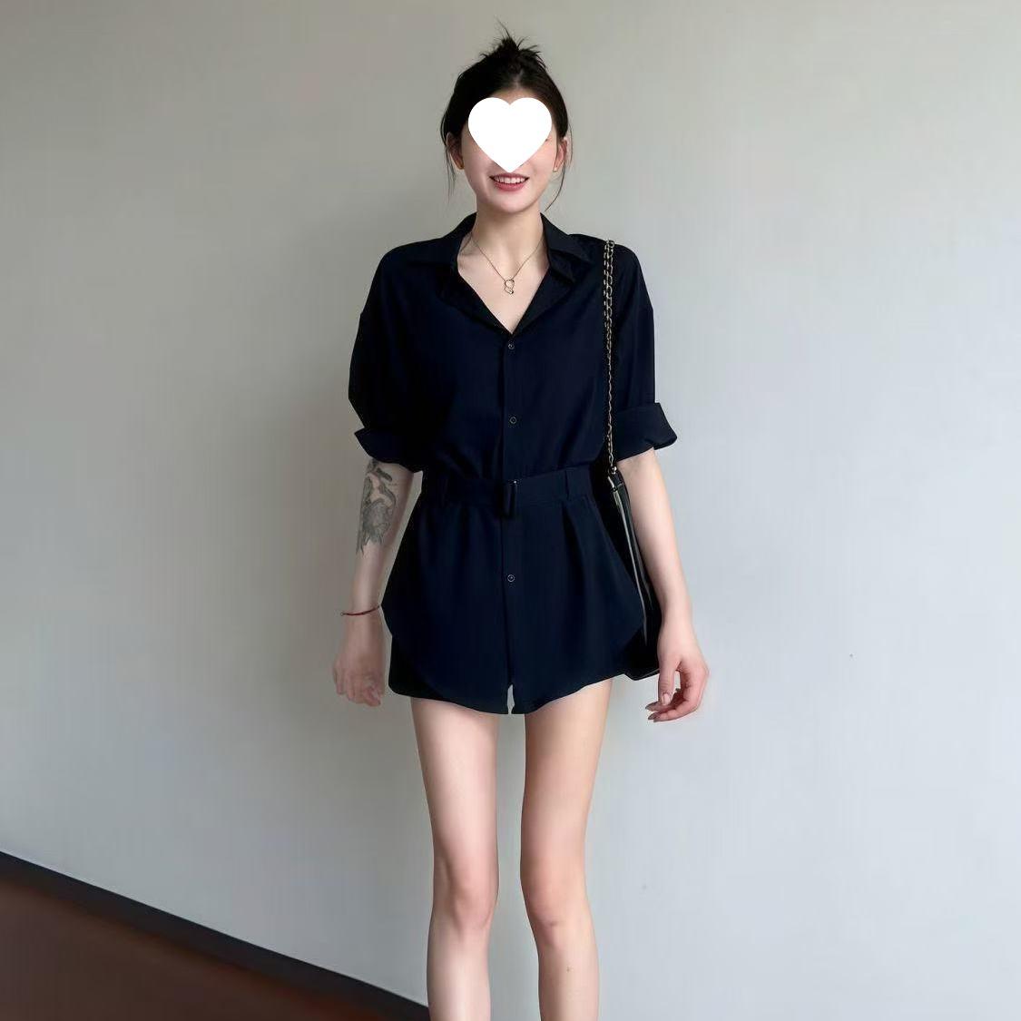 

Plus Size French Retro Long Sleeve Shirt with Tie Waist for Women - Autumn Chic Design S 80-95