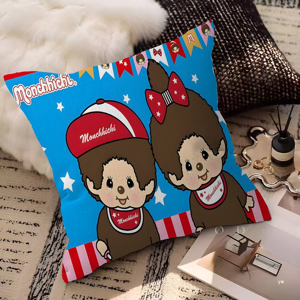 Cartoon MMMonchhichis Anime Personalized Pillow Dust Cover Bedroom Kids Party Decoration Pillowcase Birthday Children Gift