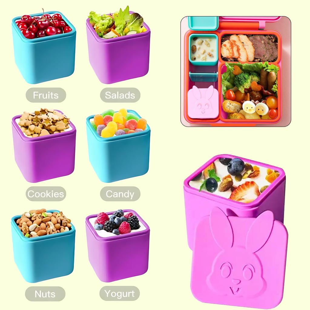 1-10 Stück Wiederverwendbare Snackbox mit Deckel Silikon Kinder Lunchbox Auslaufsichere Soßenbox Lebensmittelaufbewahrungsbox Lebensmitteldosierer