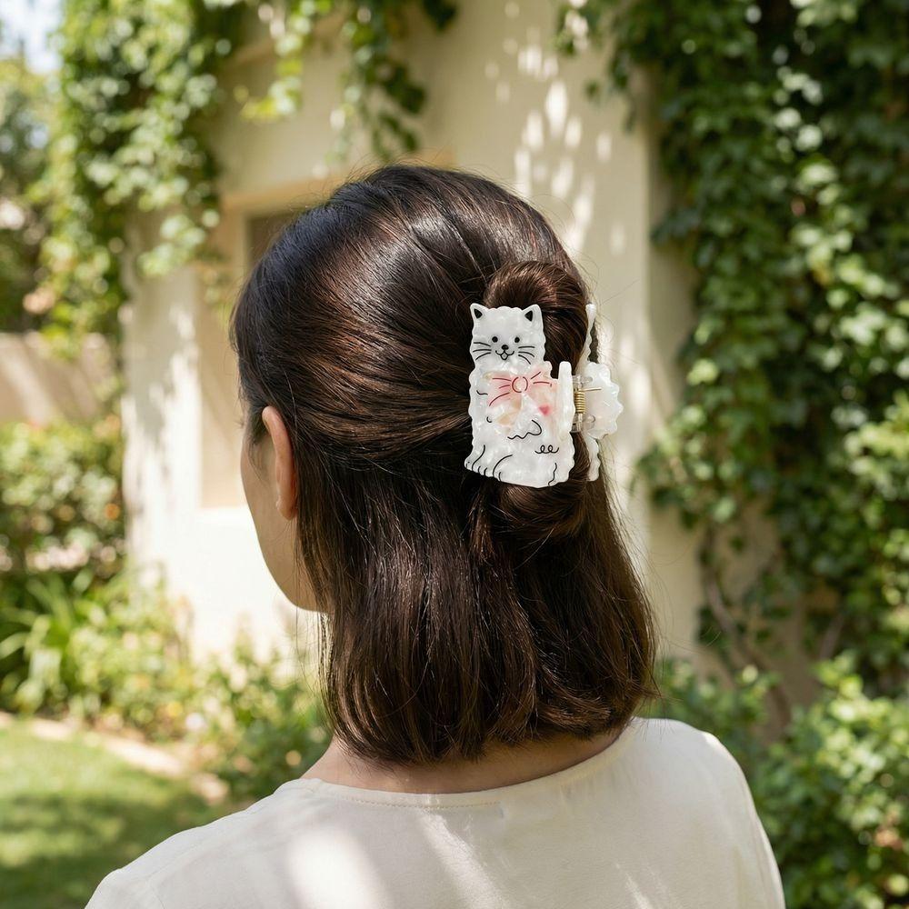Sweet Cat Hair Claw High-Quality Handcrafted Cartoon Animal Acetate Hair Accessories Geometric Eco-Friendly Cute Shark Clip