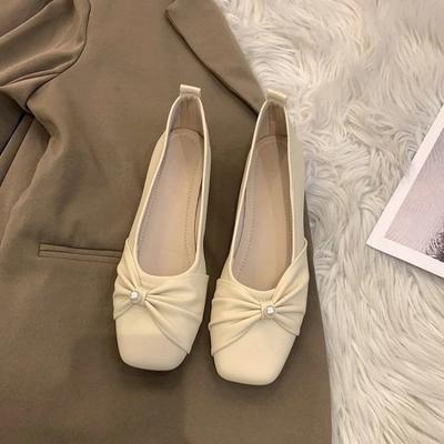Fashion 2025 Women's New Flat Bottom Mary Jane French Elegant and Comfortable Pearl Bow Single Shoes