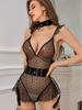 New Sexy Women's Black Dot Mesh Suspender Jumpsuit Sexy  Women Rompers Clothing Body Suits Hot Sexy Korean Women Tops VES7
