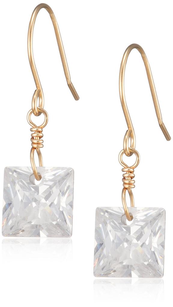 ESTELLE K10 Yellow Gold Cubic Zirconia Hook Earrings, 0222-6352-0019-0000