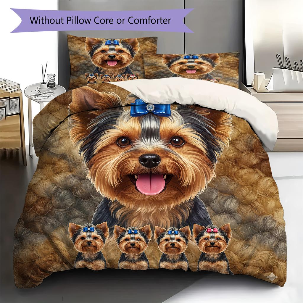 Yorkshire Terrier Sznaucer Wzór Pościel Kołdra Zestaw Poszewka na Kołdrę Poszewka na Poduszkę Dekoracja Domu Prezent (1 * poszwa na kołdrę + 2 * poszewki na poduszki, bez rdzenia)