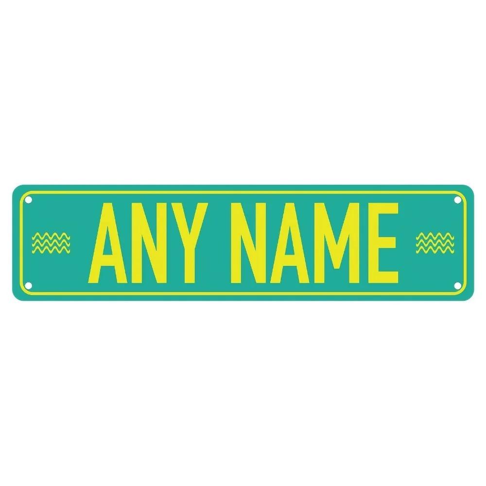 Personalisierter 2D-Flachguss-Straßenschild | 15,75×3,94\ Benutzerdefinierter Name & Nachricht | Mehrfarbige Wanddekoration für jede Szene
