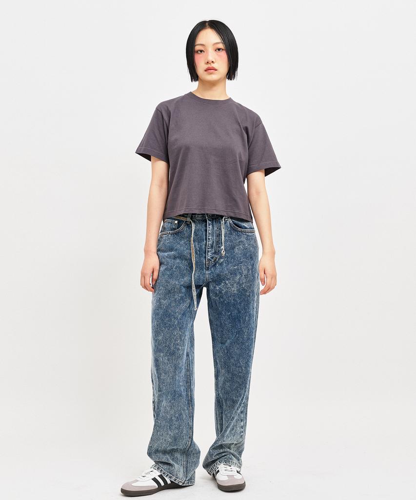 C WEAR BY THE GENIUS Oversized Crop T-Shirt Charcoal