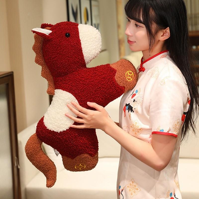 Traditional Chinese Pony Plush Pillow With Pp Cotton Fill For Kids And Home Decor