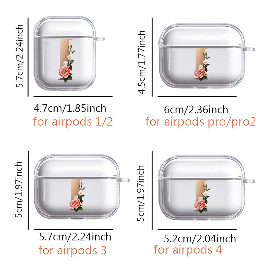 Clear Earphone Cases Cover Case For Airpods 4 1 Pro2 Pro3 Pro 3 2 Flower Name Letter I J