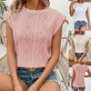 Ladies Summer Cap Sleeve O Neck Hollow Lace Solid Color Pullover T Shirt Top
