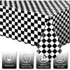 3pcs Race Car Checkered Plastic Tablecloth Black and White Racing Table Cover Disposable Cars Table Cloth for Car Theme Birthday Party Supplies