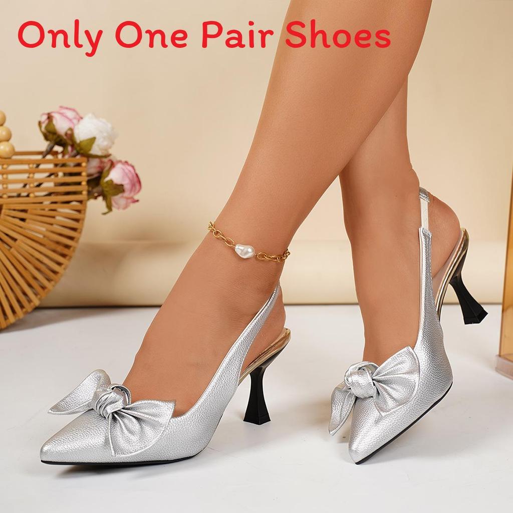 Summer Butterfly Knot High Heel Sandals For Women With Slim Heel And Pointed Toe