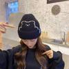Süße Bären-Stickerei Mützen Herbst Winter Warme Strickmützen Mode Retro Buchstaben Melonenmütze Freizeitkappe Mützen Beanie Unisex