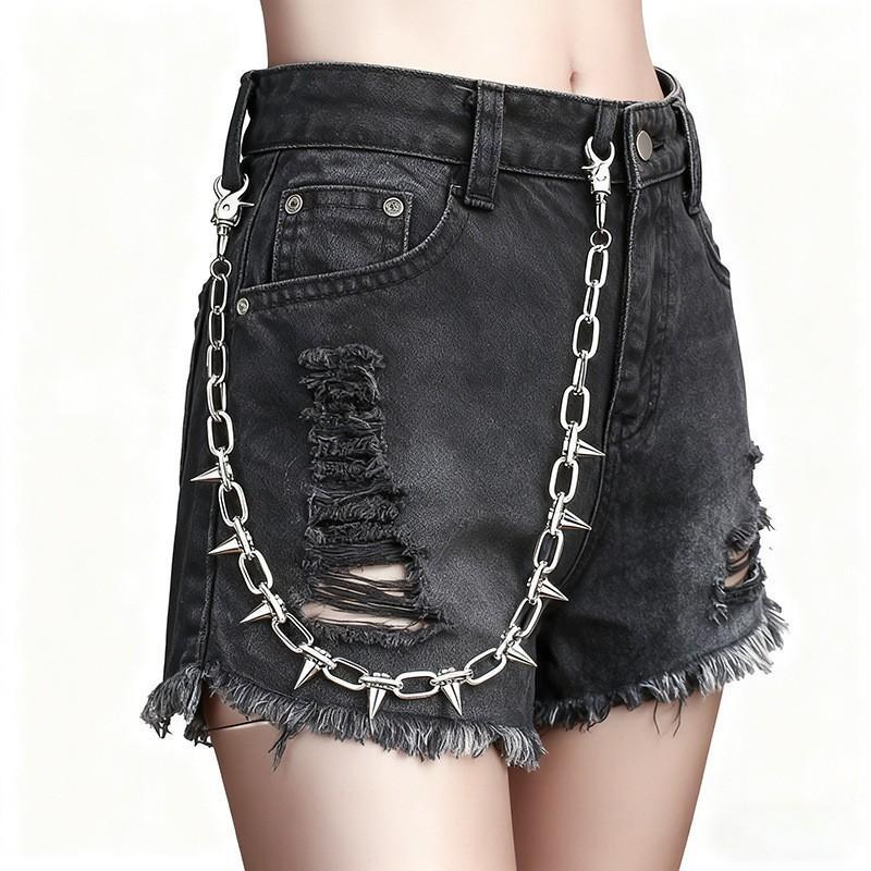 Silver Multi Layer Jean Chain With Cross Pendants Durable Metal Finish Fit For Punk Streetwear Concert Party Outfits