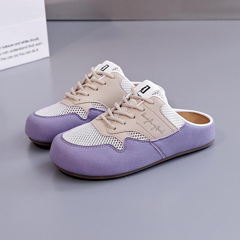 Fashion Summer Women's Shoes Fashion BaoTou Half Slippers Mesh Breathable Casual Shoes Walking Flat Slippers for Women Non Slip sneakers