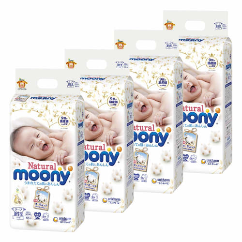 

[Размер ленты для новорожденных] Натуральные подгузники Moony из органического хлопка (до 5000г) 264 предмета в коробке